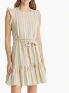 Marine Layer Laney Dress Linen Blend Beachy Stripe  NWT S